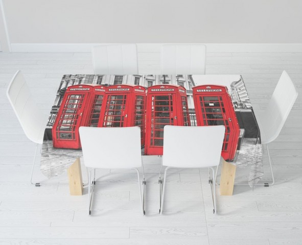 Габардиновая 3D скатерть для стола «Красные будки» вид 6