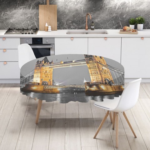 Полотняная скатерть на кухонный стол «Тауэрский мост сепия» вид 4