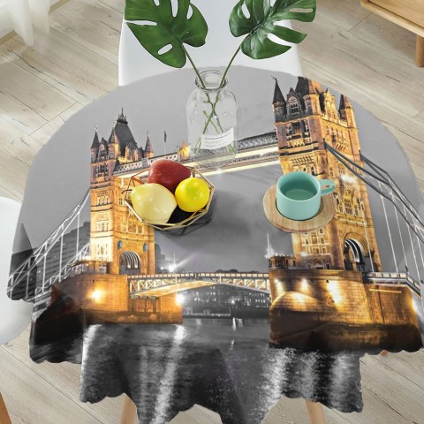 Полотняная скатерть на кухонный стол «Тауэрский мост сепия» вид 5