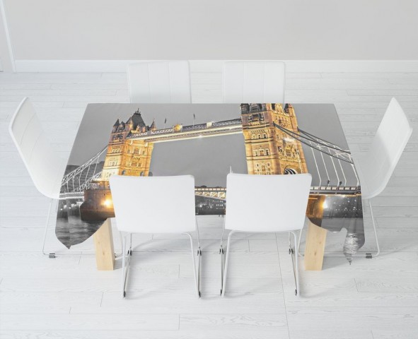 Полотняная скатерть на кухонный стол «Тауэрский мост сепия» вид 6