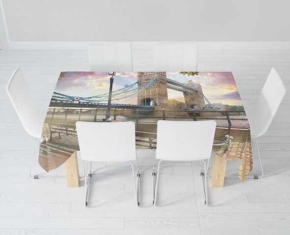 Текстильная скатерть на обеденный стол «Набережная Темзы» вид 6
