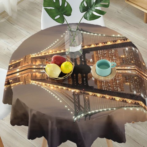 Полотняная 3D скатерть на кухню «Бруклинский мост» вид 5