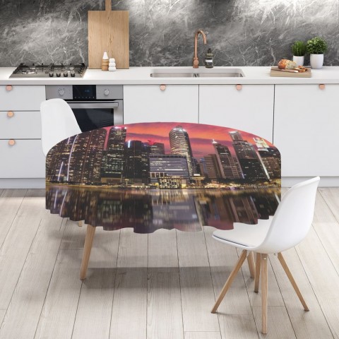Габардиновая 3D скатерть для стола «Мегаполис.Город» вид 4