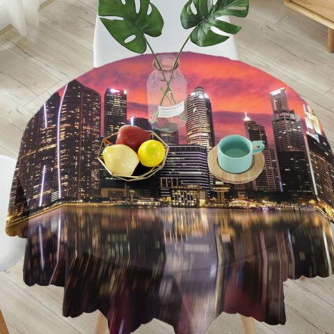 Габардиновая 3D скатерть для стола «Мегаполис.Город» вид 5