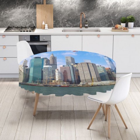 Текстильная 3D скатерть на кухонный стол «Набережная Нью-Йорка» вид 4