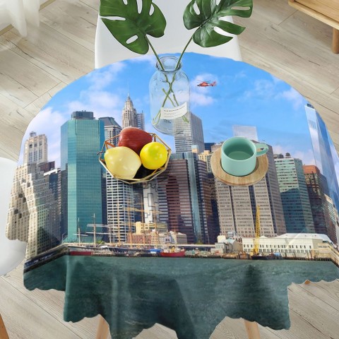 Текстильная 3D скатерть на кухонный стол «Набережная Нью-Йорка» вид 5