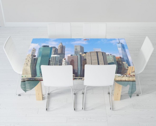 Текстильная 3D скатерть на кухонный стол «Набережная Нью-Йорка» вид 6