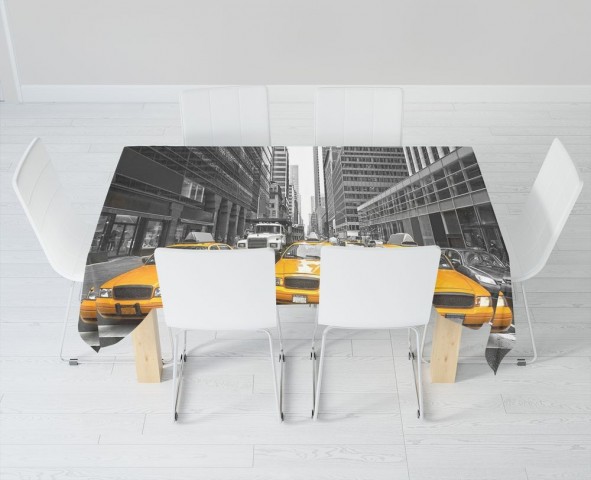 Тканевая 3D скатерть для стола «Такси Нью-Йорка» вид 6