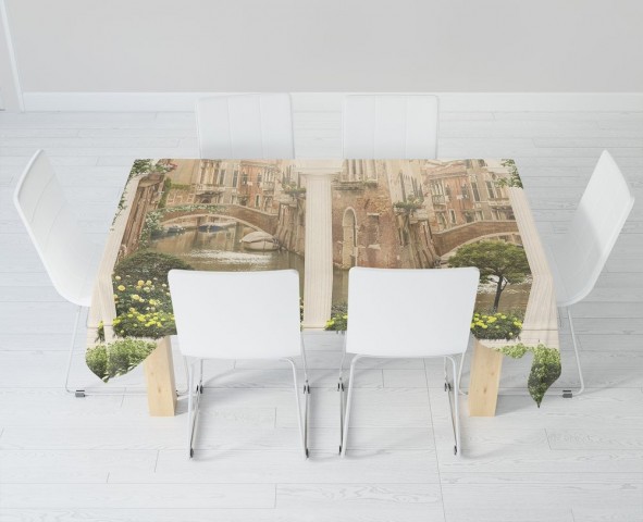 Текстильная скатерть на кухонный стол «Колонны с видом на канал» вид 6