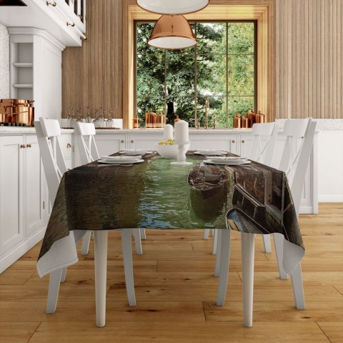Текстильная скатерть на кухонный стол «Канал в Венеции» вид 2