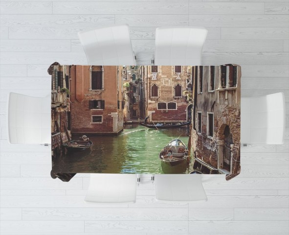 Текстильная скатерть на кухонный стол «Канал в Венеции» вид 3