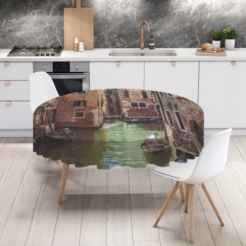 Текстильная скатерть на кухонный стол «Канал в Венеции» вид 4