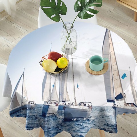 Текстильная скатерть на кухню «Парусные яхты» вид 5