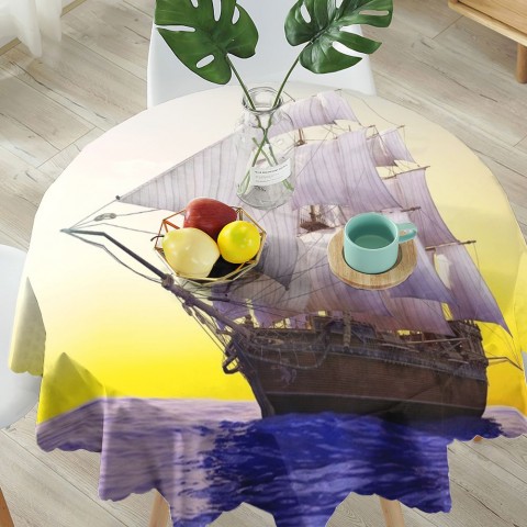 Тканевая скатерть на кухонный стол «Старый корабль в открытом океане» вид 5