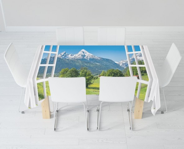 Тканевая 3D скатерть для стола «Окно с видом на Баварские горы» вид 6