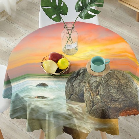 Тканевая 3D скатерть на обеденный стол «Камни на закате» вид 5
