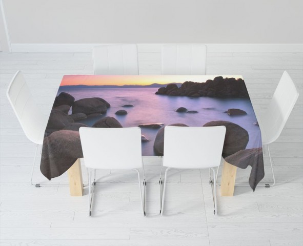 Полотняная 3D скатерть на кухонный стол «Камни на закате» вид 6