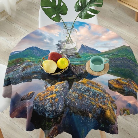 Полотняная 3D скатерть на обеденный стол «Дерево на камнях» вид 5