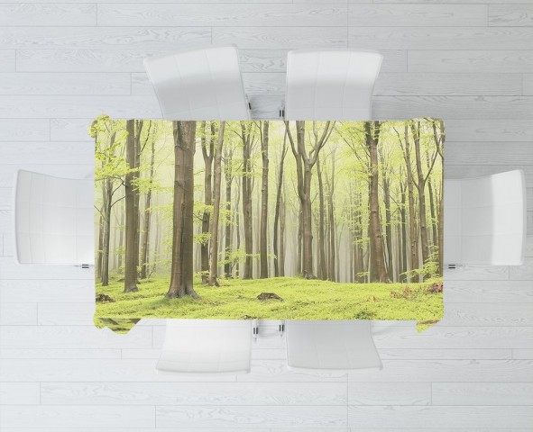 Текстильная фотоскатерть для стола «Зеленый лес» вид 3