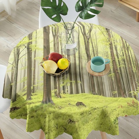 Текстильная фотоскатерть для стола «Зеленый лес» вид 5