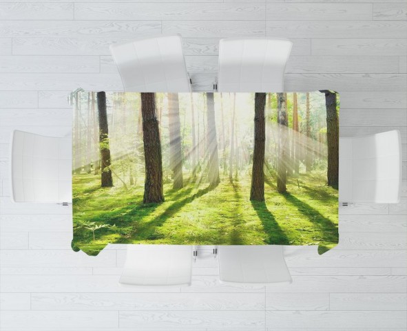 Текстильная 3D скатерть для стола «Солнечный лес» вид 3