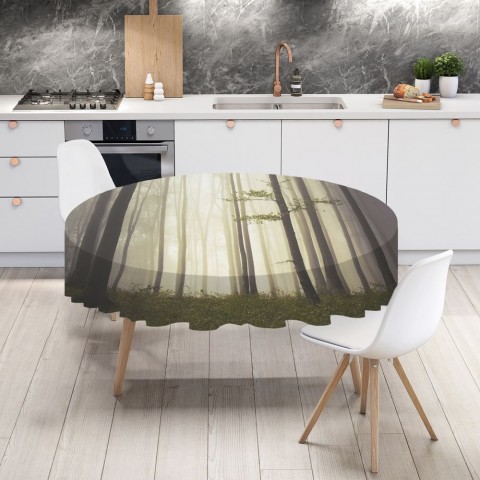 Текстильная 3D скатерть для стола «Туман в мистическом лесу» вид 4