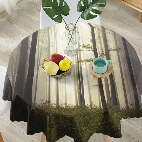 Текстильная 3D скатерть для стола «Туман в мистическом лесу» вид 5