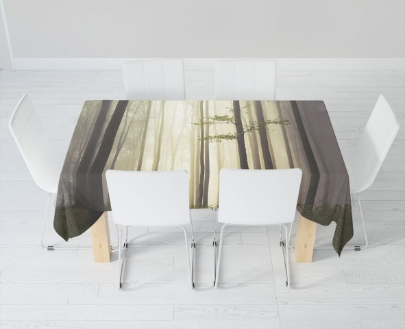Текстильная 3D скатерть для стола «Туман в мистическом лесу» вид 6