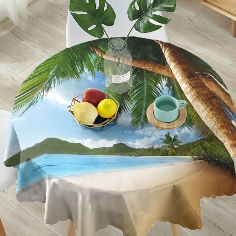 Габардиновая скатерть для стола «Пальмы у океана» вид 5