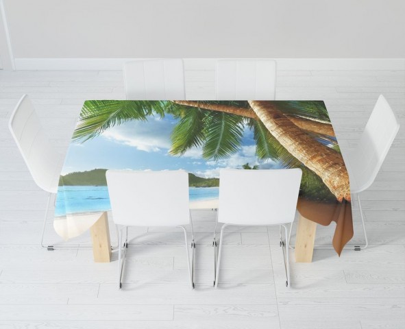 Габардиновая скатерть для стола «Пальмы у океана» вид 6