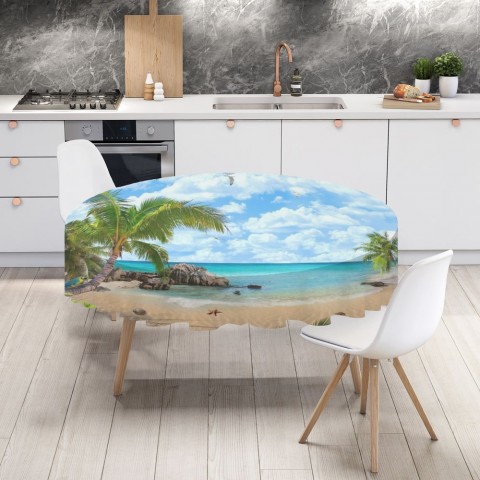 Текстильная 3D скатерть на кухонный стол «Райское место» вид 4