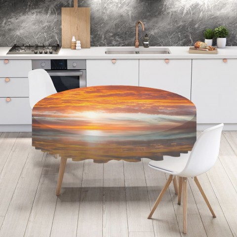 Полотняная скатерть на кухонный стол «Бордовый закат» вид 4