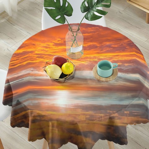 Полотняная скатерть на кухонный стол «Бордовый закат» вид 5