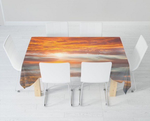 Полотняная скатерть на кухонный стол «Бордовый закат» вид 6