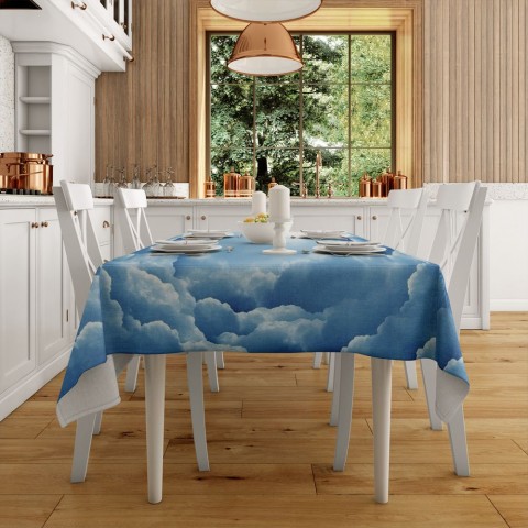 Текстильная 3D скатерть для стола «Голуби в небе» вид 2