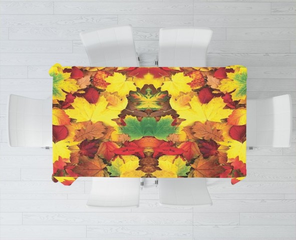 Полотняная скатерть на кухонный стол «Разноцветная листва» вид 3