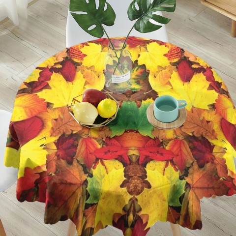 Полотняная скатерть на кухонный стол «Разноцветная листва» вид 5