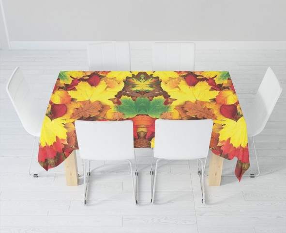 Полотняная скатерть на кухонный стол «Разноцветная листва» вид 6