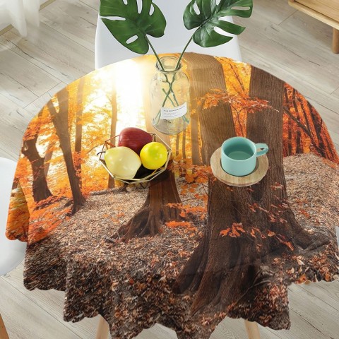 Текстильная 3D скатерть на кухонный стол «Осенний лес» вид 5