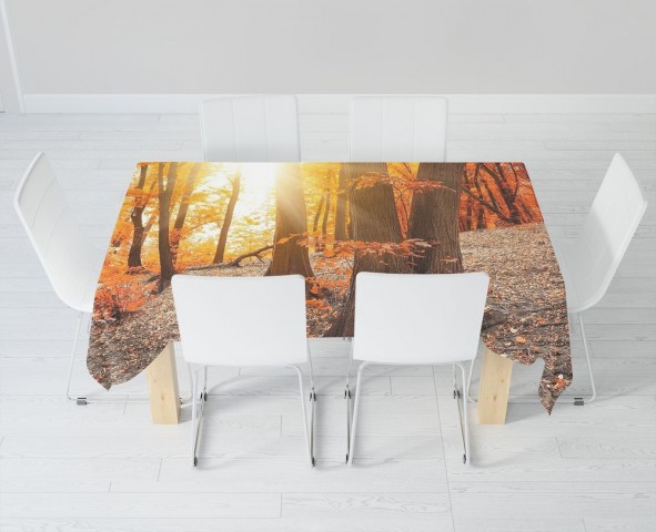 Текстильная 3D скатерть на кухонный стол «Осенний лес» вид 6