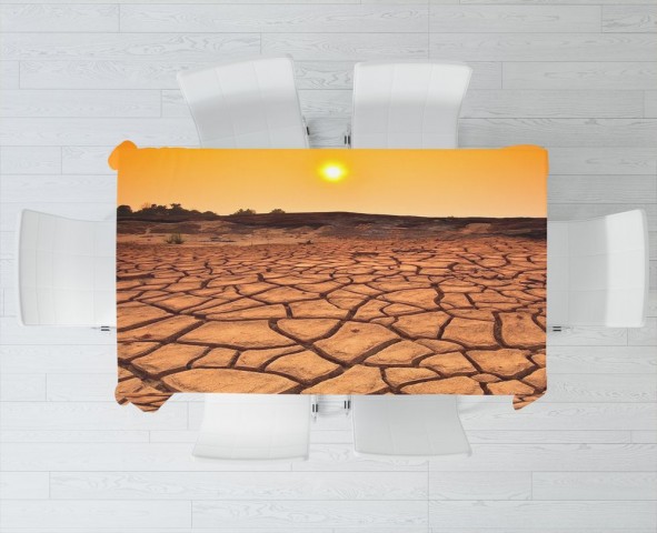 Тканевая 3D скатерть на кухонный стол «Засушливая пустыня» вид 3