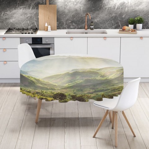 Полотняная 3D скатерть на кухонный стол «Зеленая долина» вид 4