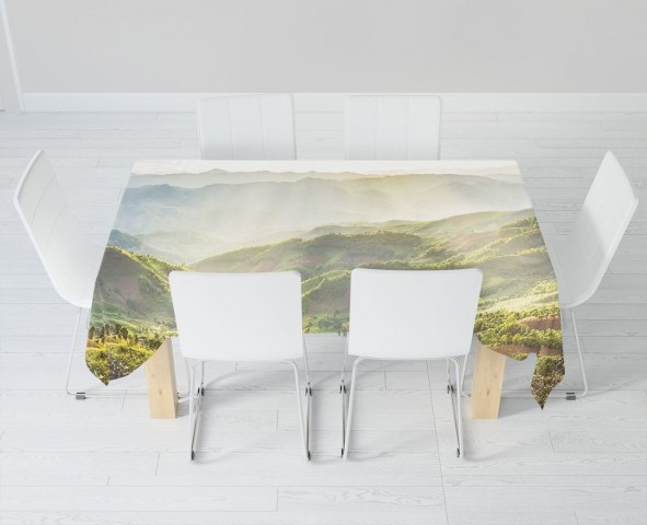 Полотняная 3D скатерть на кухонный стол «Зеленая долина» вид 6