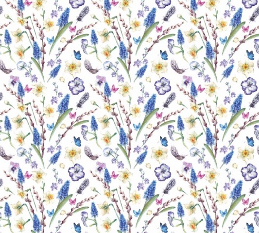 Текстильная скатерть на обеденный стол «Акварельные цветы» вид 1