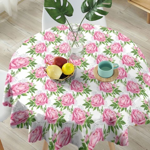Текстильная 3D скатерть для стола «Розовые пионы» вид 5