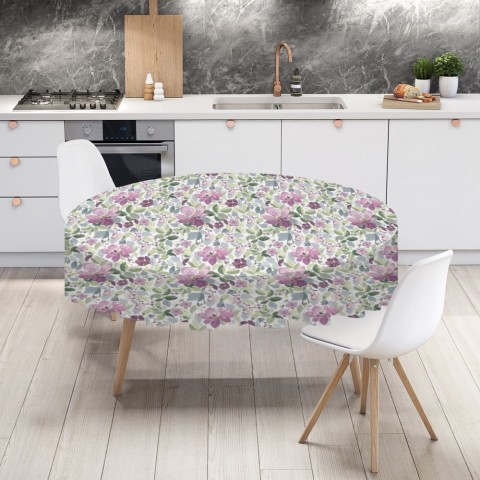 Полотняная скатерть на кухонный стол «Узор с цветами» вид 4