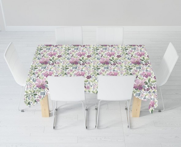 Полотняная скатерть на кухонный стол «Узор с цветами» вид 6