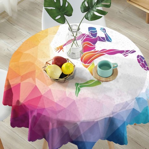 Текстильная скатерть на обеденный стол «Красочный футболист» вид 5