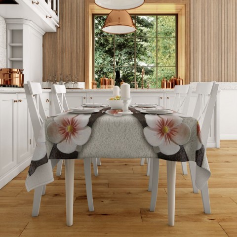 Текстильная скатерть на кухонный стол «Ветви сакуры» вид 2