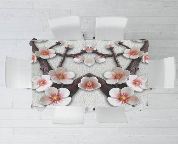 Текстильная скатерть на кухонный стол «Ветви сакуры» вид 3